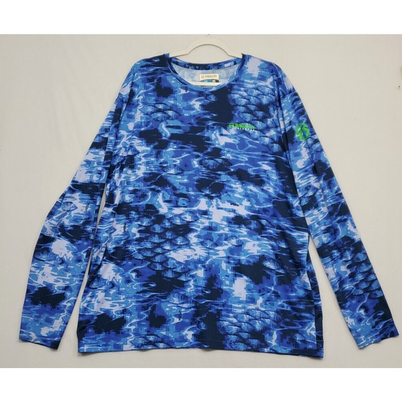 Magellan Outdoor Fish Gear Shirt Blue Camo Men 2XL Classic Fit Long Sleeve Sport - Picture 1 of 10
